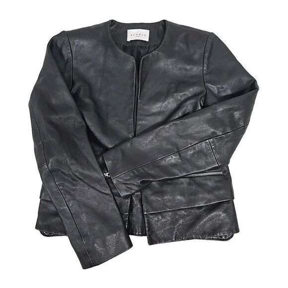 SANDRO PARIS Moto Jacket Lamb Leather Black Women’s Size 1 /US Size 4 SMALL - Picture 12 of 12